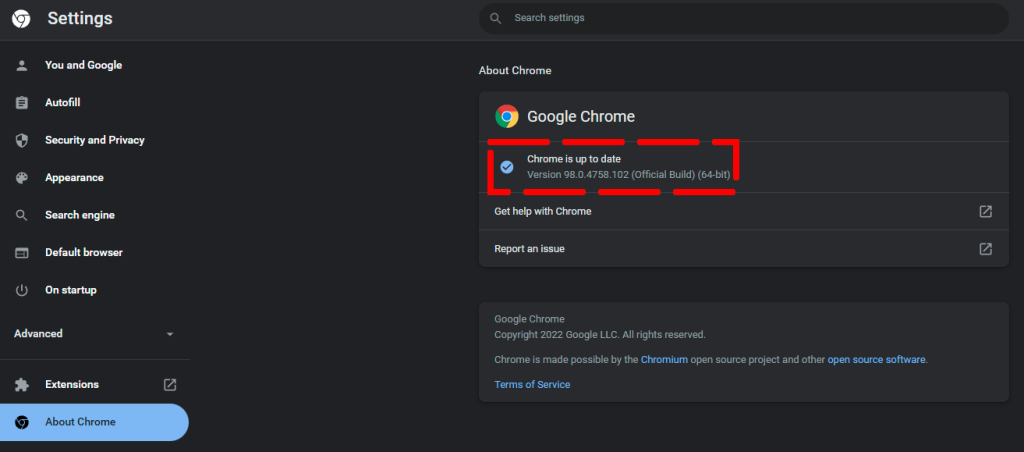 Update Google Chrome