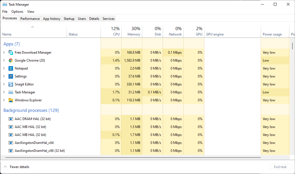 Close other running background applications