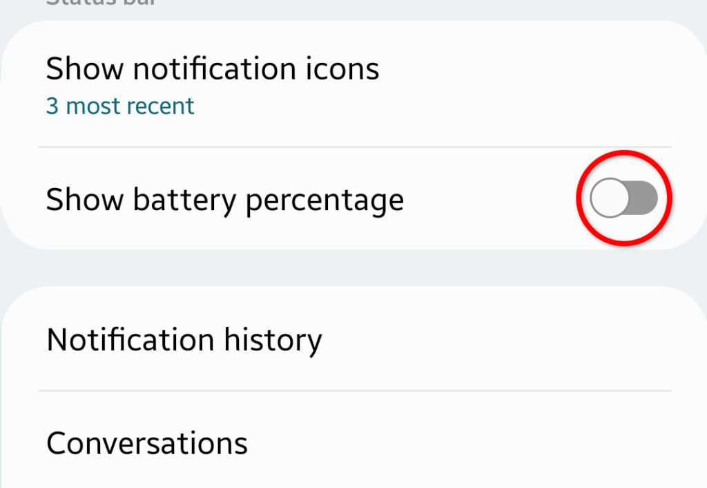 enable battery percentage galaxy s22 4