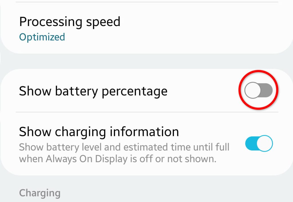 enable battery percentage galaxy s22 9