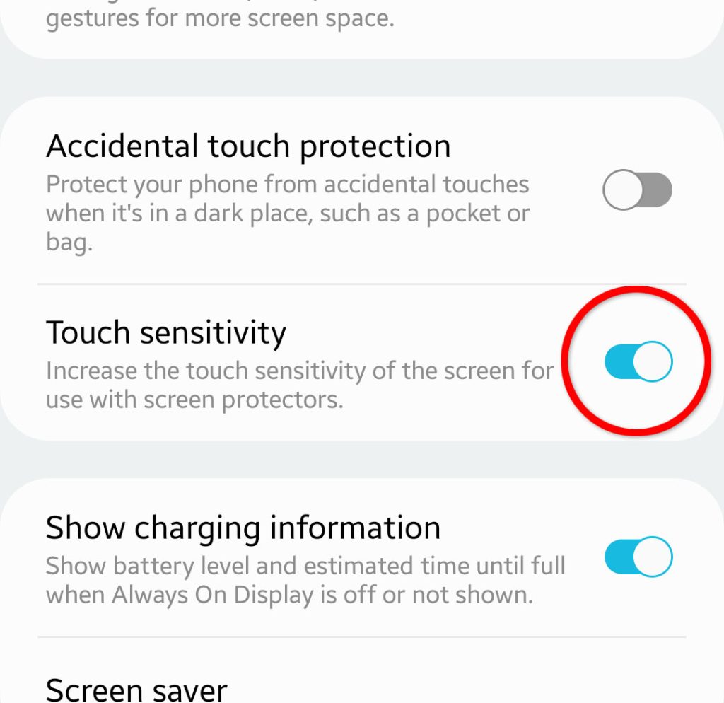 increase touchscreen sensitivity galaxy s22 5