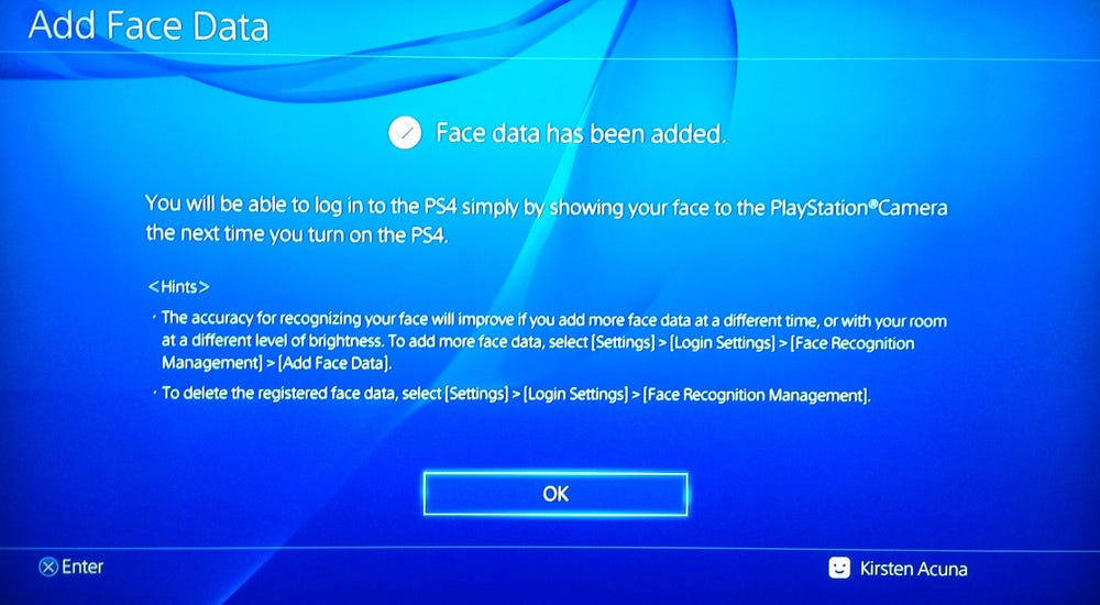 ps4 add face data