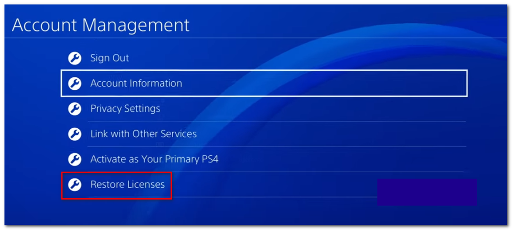 restoring the licenses on PS4