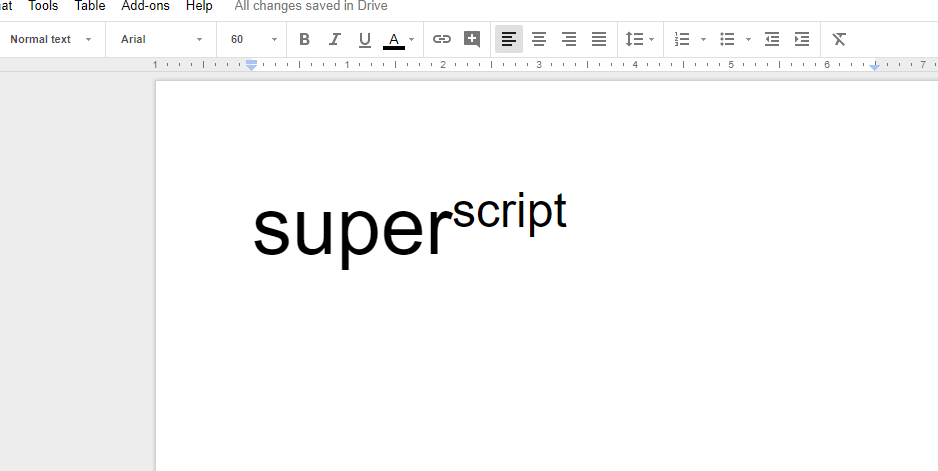 superscript google docs