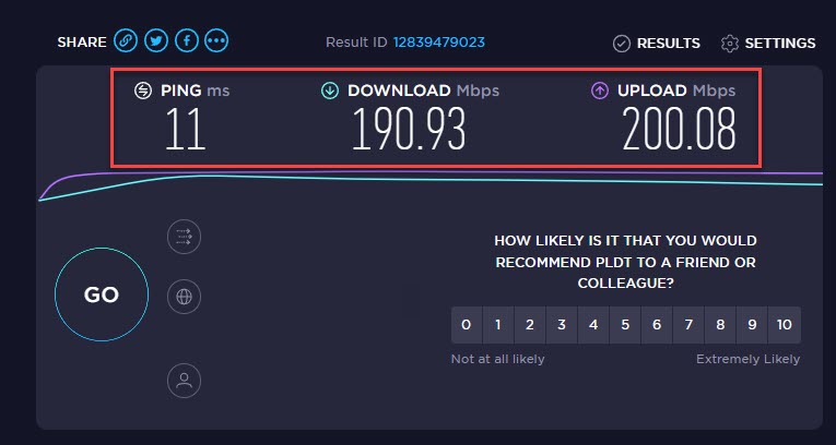 ping, download, and upload