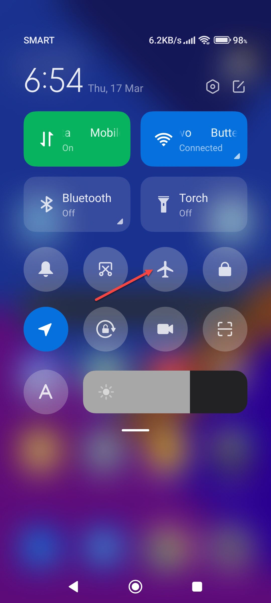 Tap on the airplane icon after a few seconds