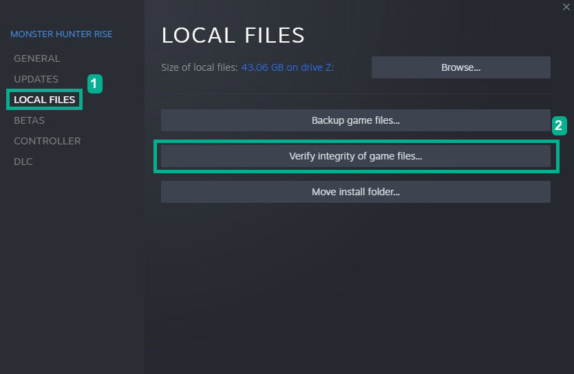 How to Fix Monster Hunter Rise PC Won't Connect Issue 6 Click the Local Files tab and click Verify integrity of game files