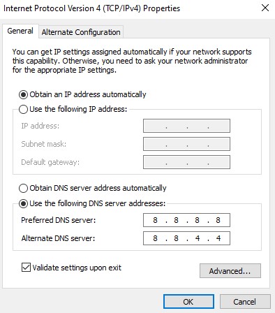 Fix 8 Change DNS