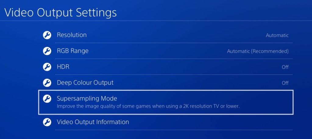 PS4 video output settings