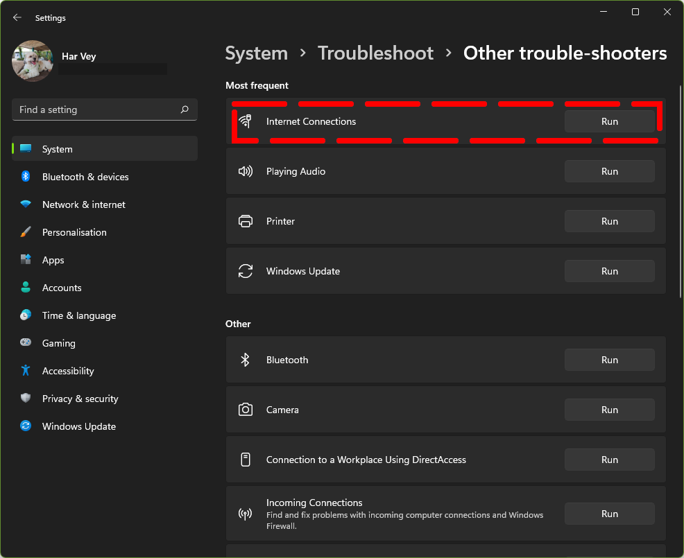 network troubleshooter