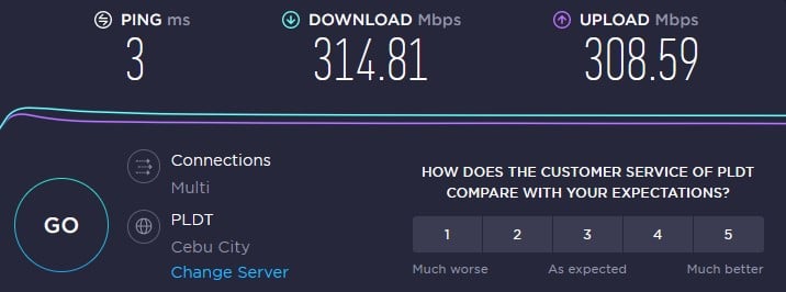 Wait for the speed test results to be completed. The download and upload speeds are the most critical information to obtain