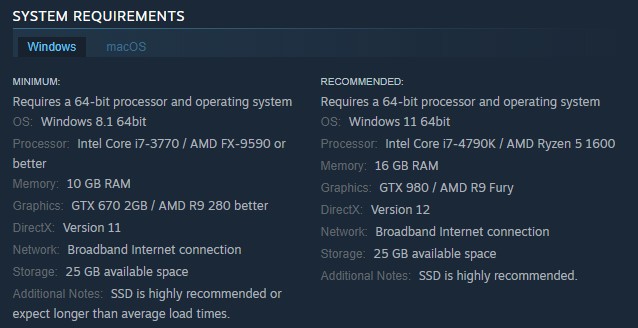 Fix #1 RUST system requirements windows