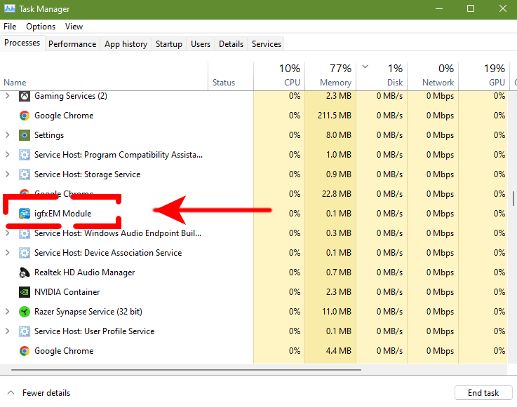 IgfxEM module Task Manager