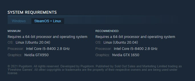 Core Keeper SteamOS + Linux system requirements