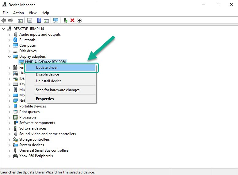 Step 3: Right-click the preferred graphics processor you are using to and then click Update driver