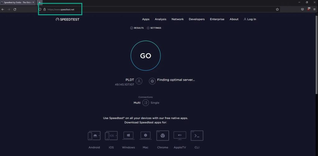 Type speedtest.net to have your internet speed check 1