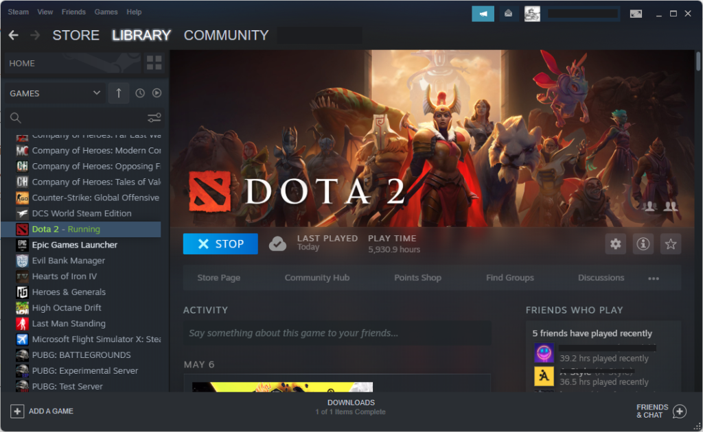 DOTA 2 in Steam Hours
