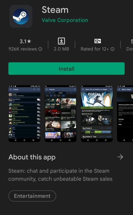  Download Steam smartphone app on the Google Play Store or Apple App Store