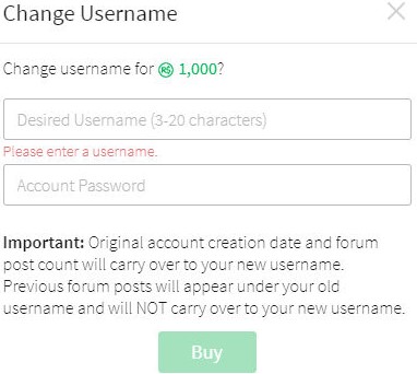Step 5: Enter new username then click save.