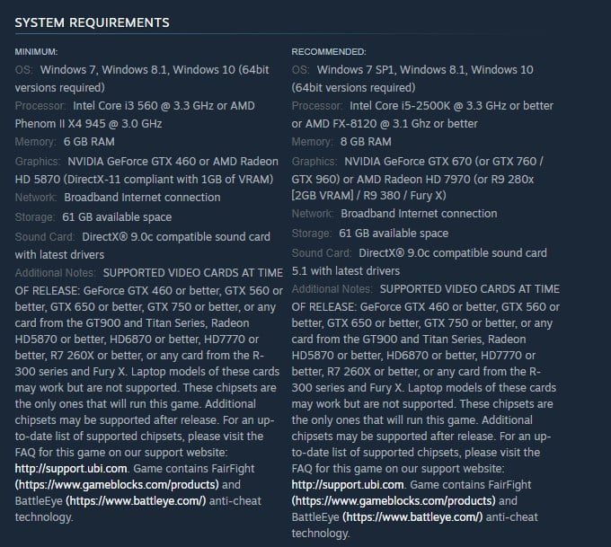 Fix #1 Check Rainbow Six Siege system requirements