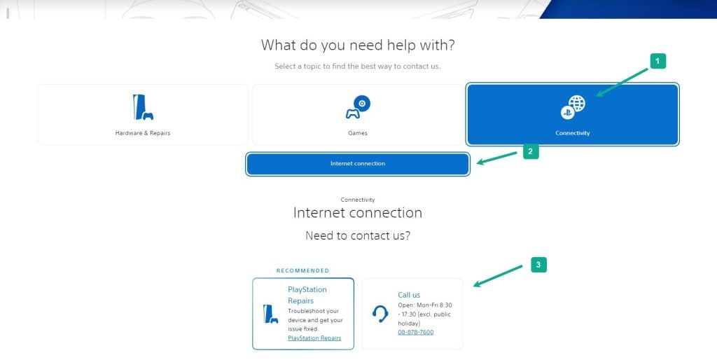 Then select connectivity, Then internet connection