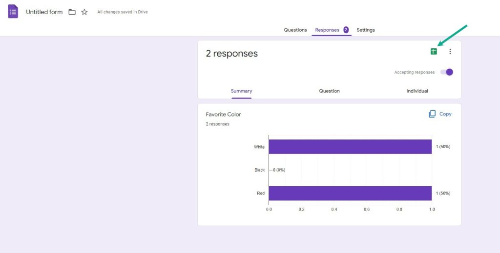 View responses in Google sheet