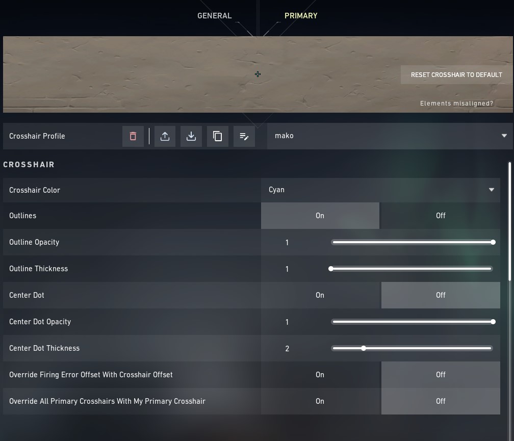 7.) MaKo crosshair settings