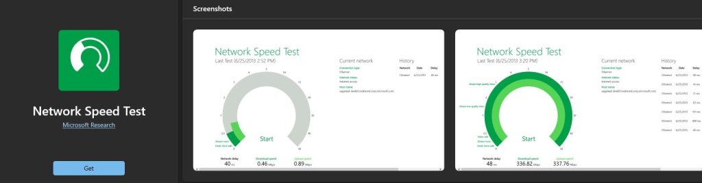 microsoft internet speed test app