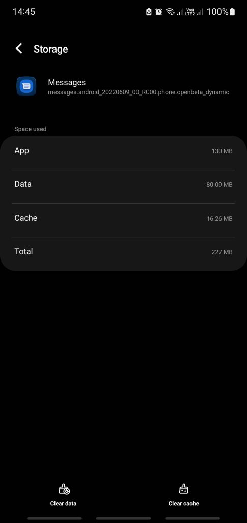 Clear app cache Messages