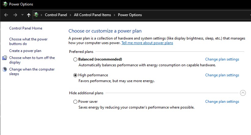 Fix #6 High performance power plan