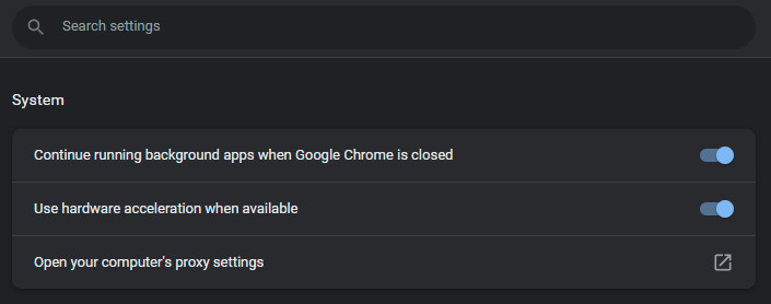 Google Chrome hardware acceleration