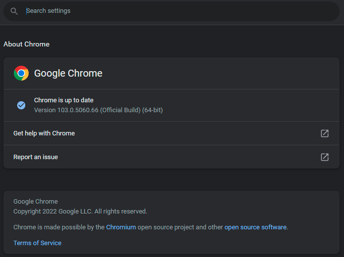 Google Chrome update