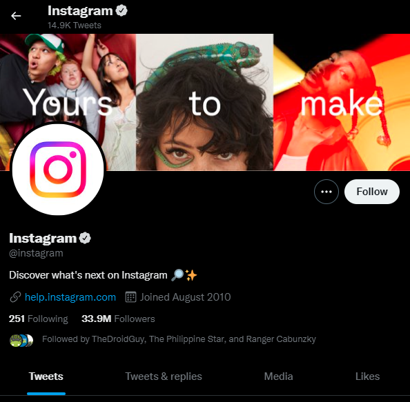 Instagram official twitter