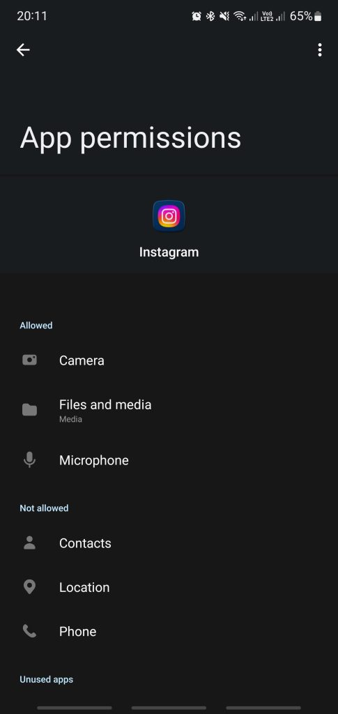 Instagram permissions