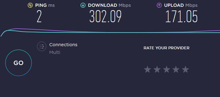 Check Internet speed result