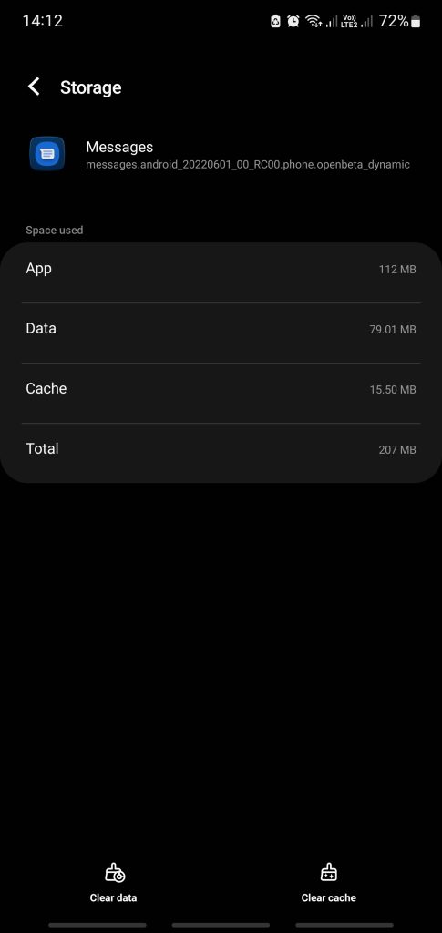 Messages clear cache data