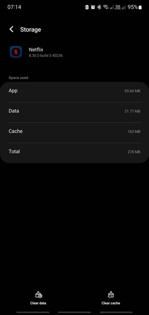Netflix clear cache and data