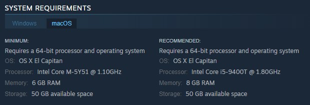 Mac OS system requirements