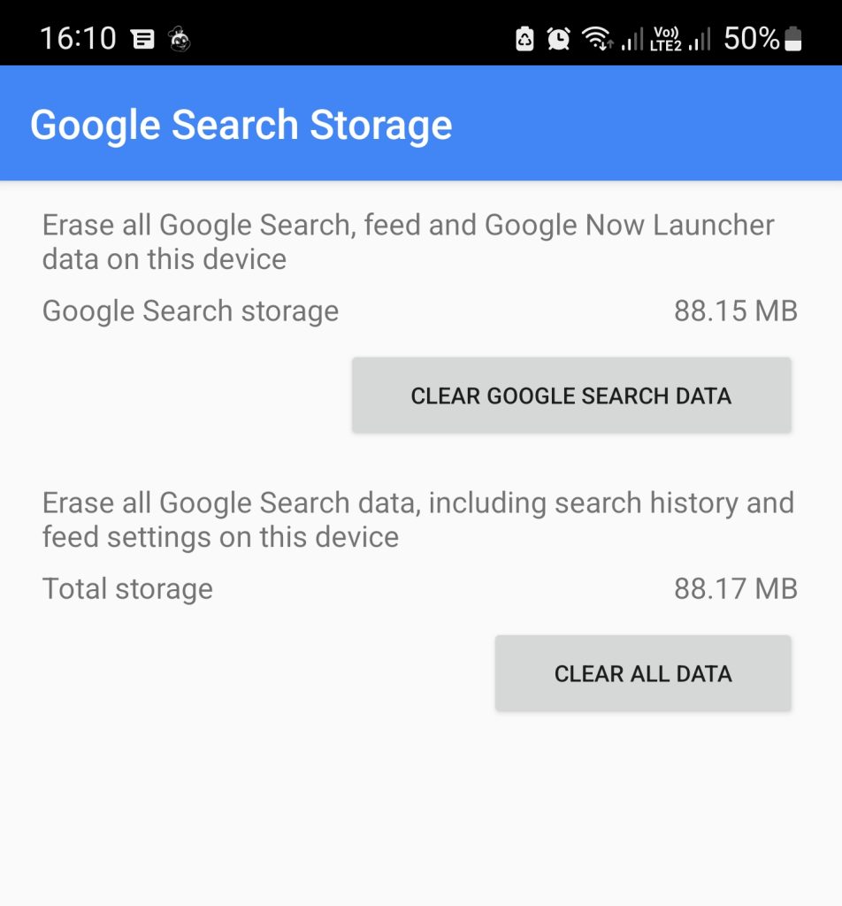 Google app clear data