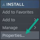 Right-click and select properties