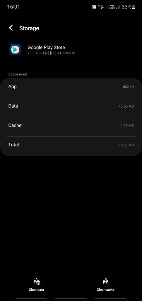 Google play store cache and data