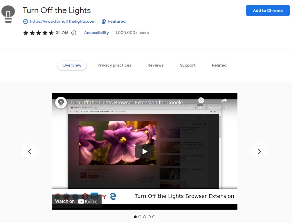 lights off chrome extension