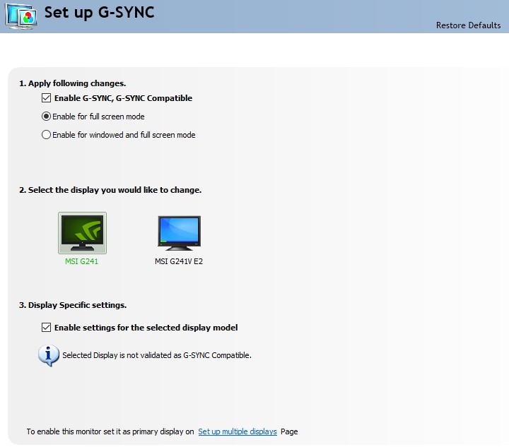 Панель управления g sync