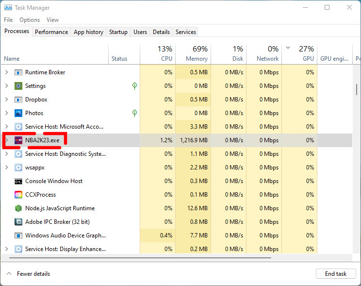 NBA 2K23 Task Manager