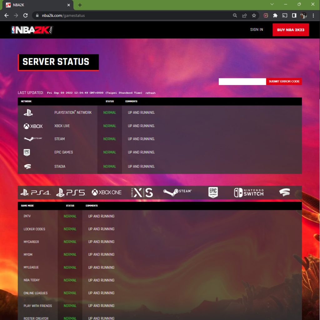 NBA 2k server status 1