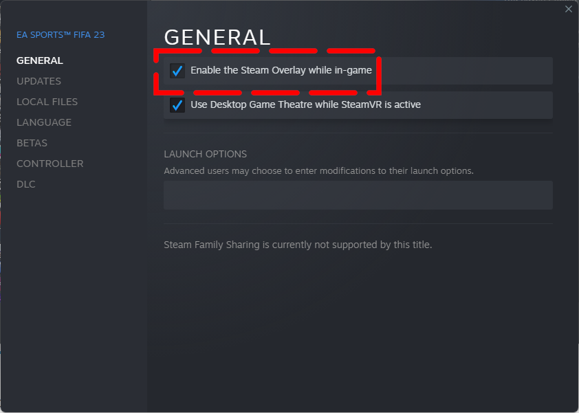 Enable Steam Overlay FIFA 23 1