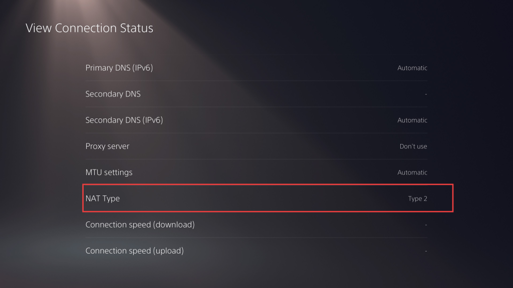 VIew connection status PS5
