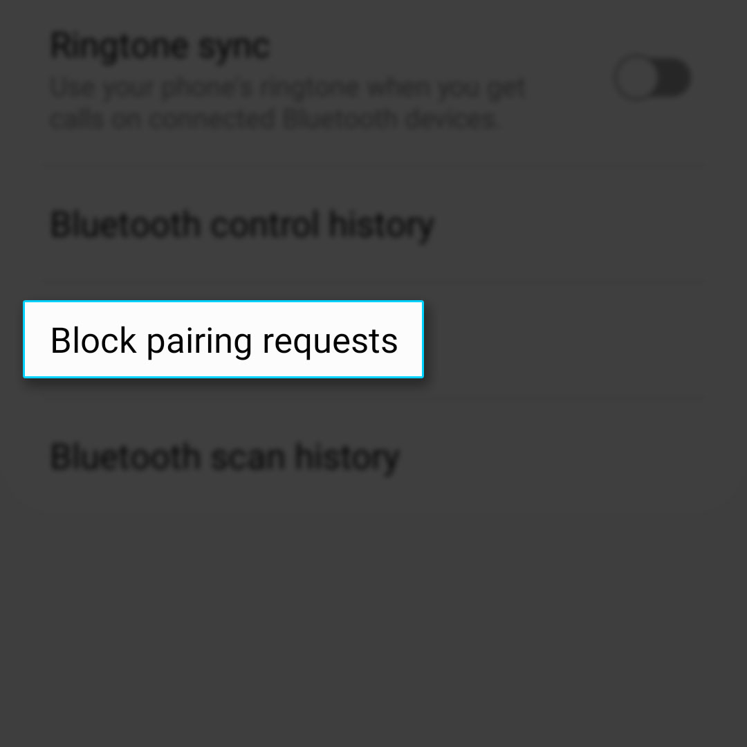 block bluetooth pairing requests galaxy z flip 4 7