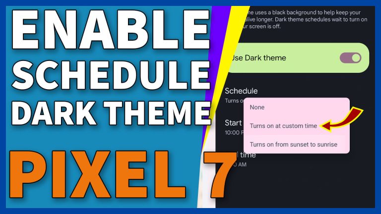 enable schedule dark theme pixel 7 10