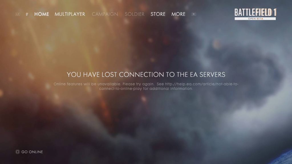 Battlefield 1 lost connection to ea servers